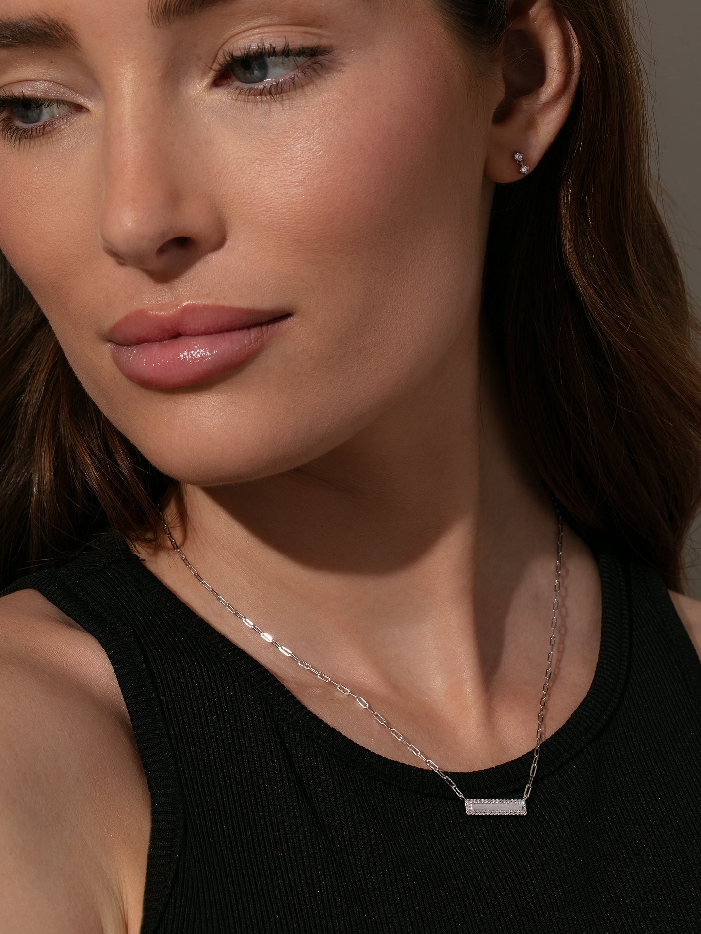 Collier pavé barre et chaîne