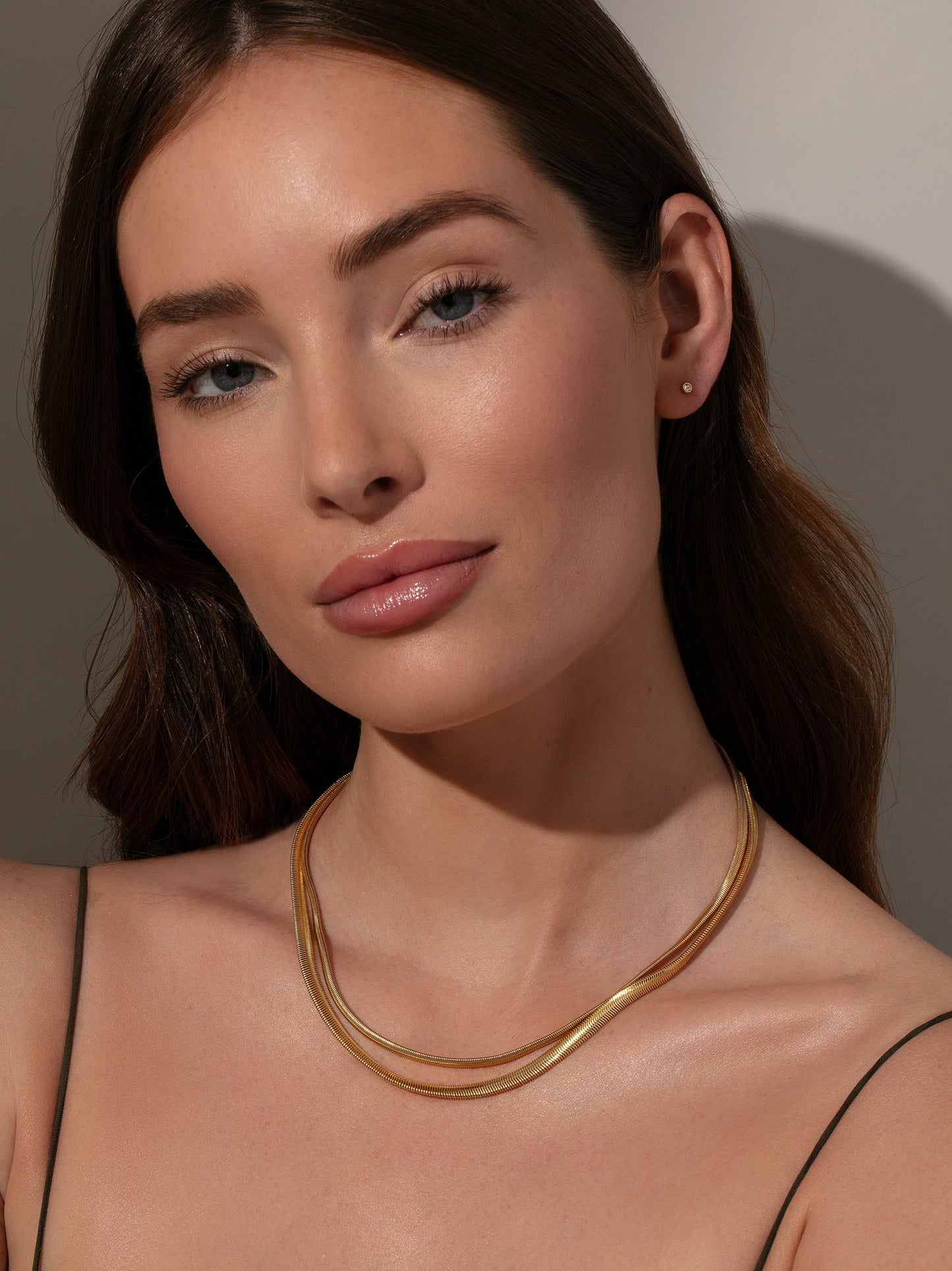 Collier à chaîne serpent plate superposée