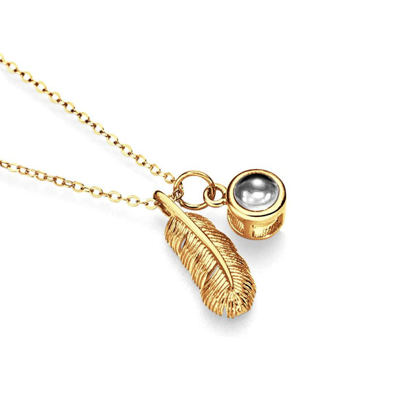 Custom Feather Photo Necklace