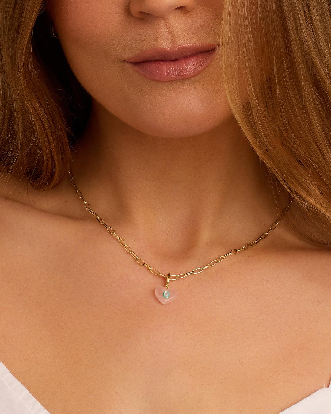 Breloque Parker en forme de cœur en quartz rose