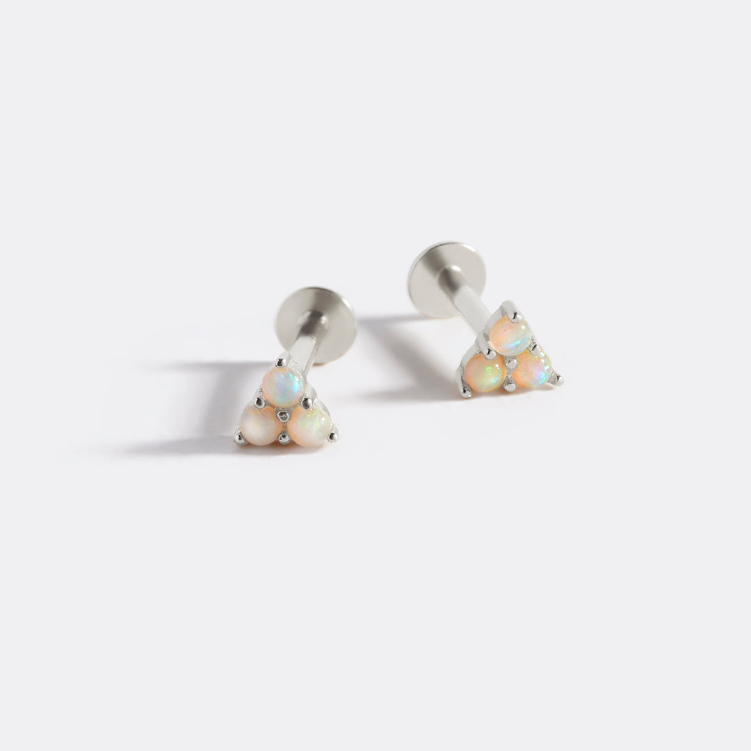 Boucles d'oreilles dormeuses trio d'opale | 18 g