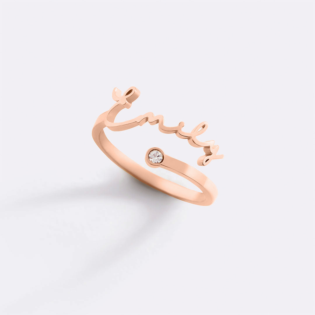 Custom Birthstone Name Ring