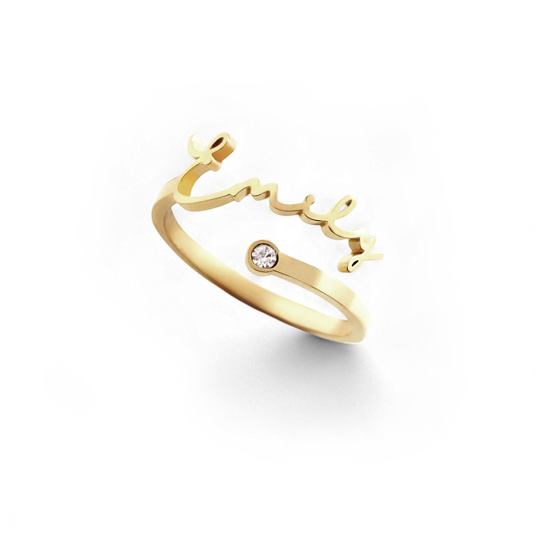 Custom Birthstone Name Ring