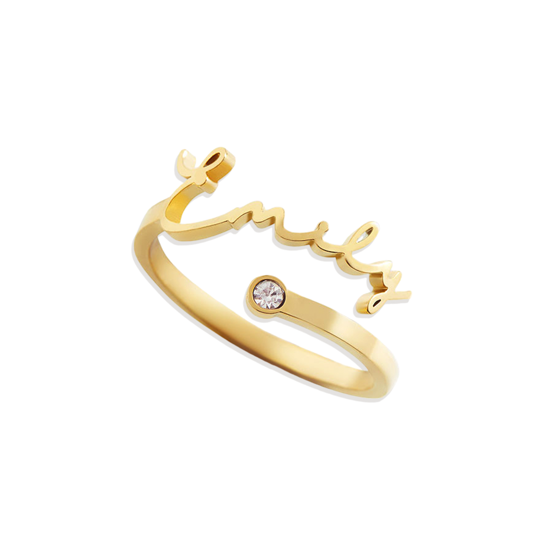 Custom Birthstone Name Ring