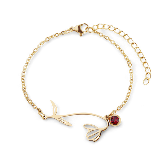 Bracelet délicat avec fleur de naissance et breloque pierre de naissance