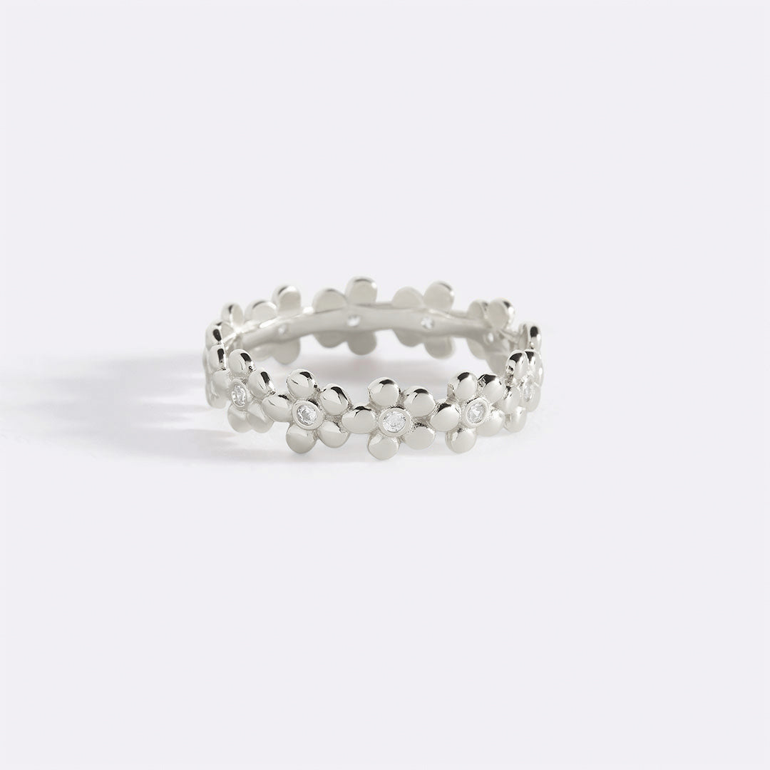 Bague d'éternité diamants et marguerites