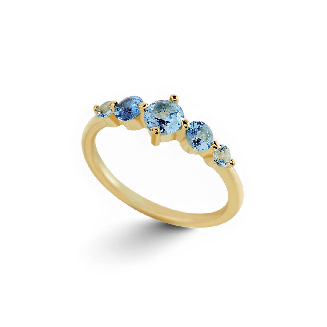 Bague de déclaration à cinq pierres de naissance