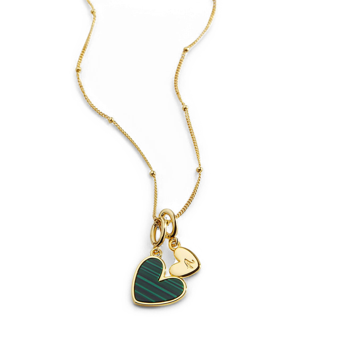 Malachite Initial Heart Necklace