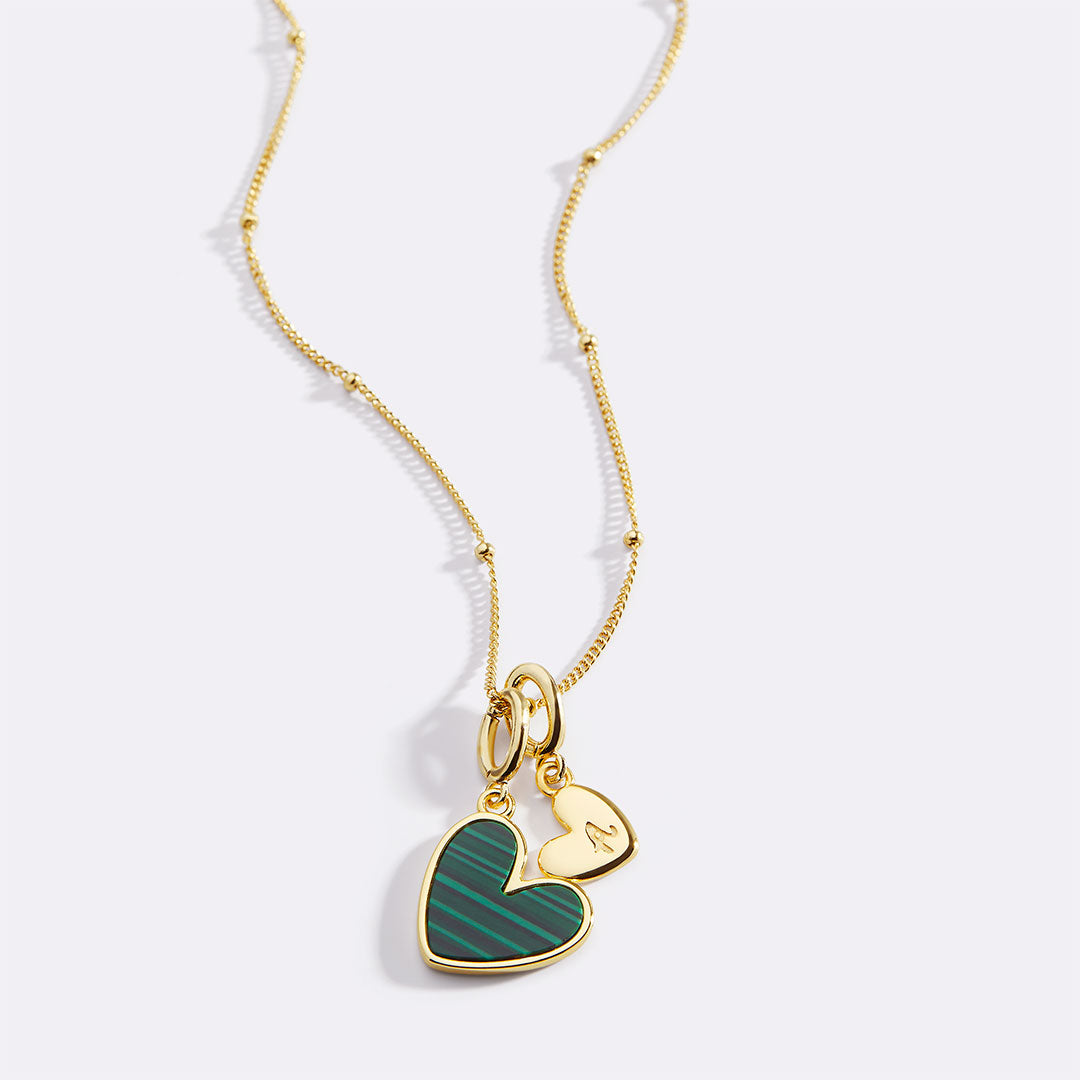 Malachite Initial Heart Necklace