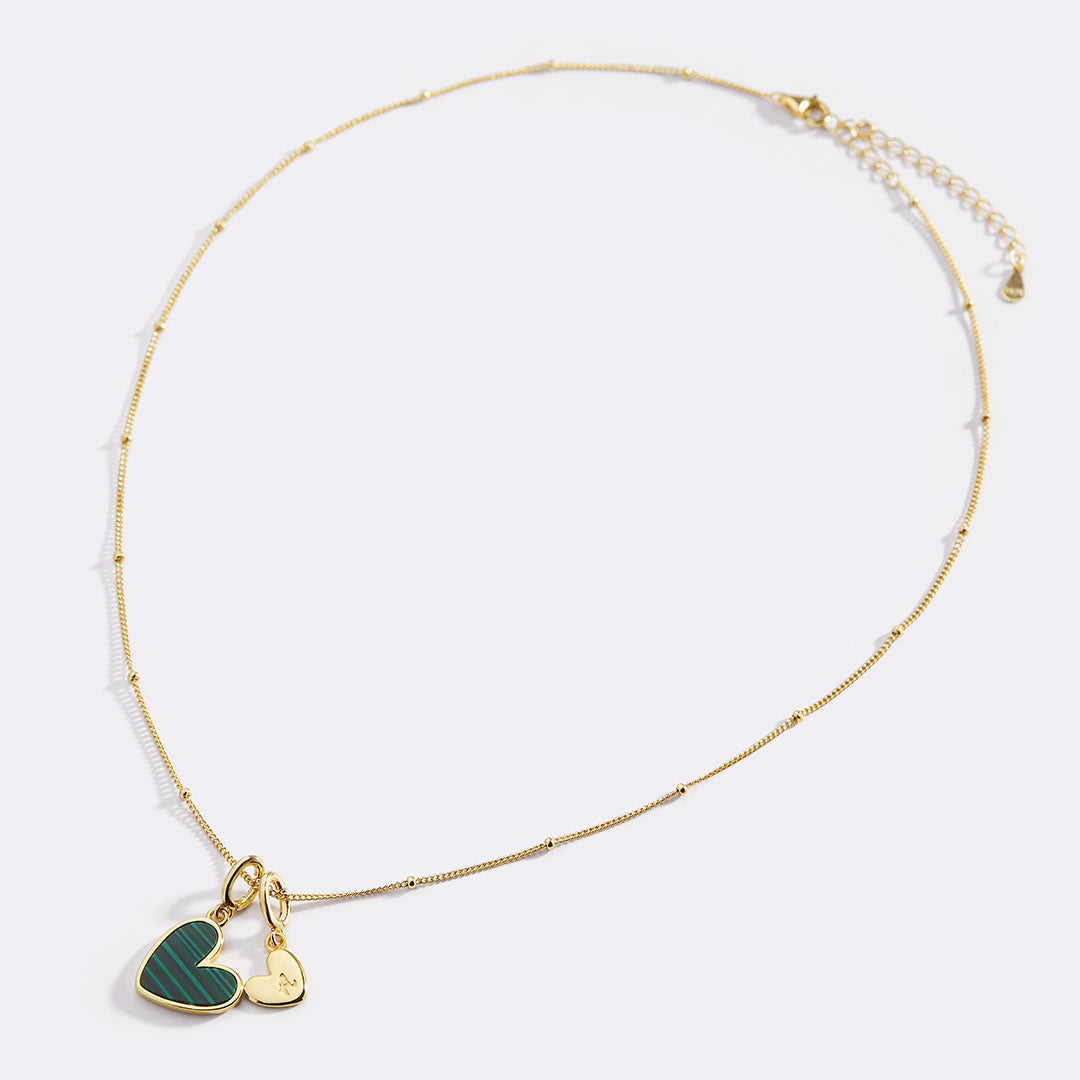 Malachite Initial Heart Necklace