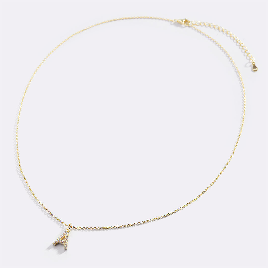 Collier Initiale Majuscule Pavé