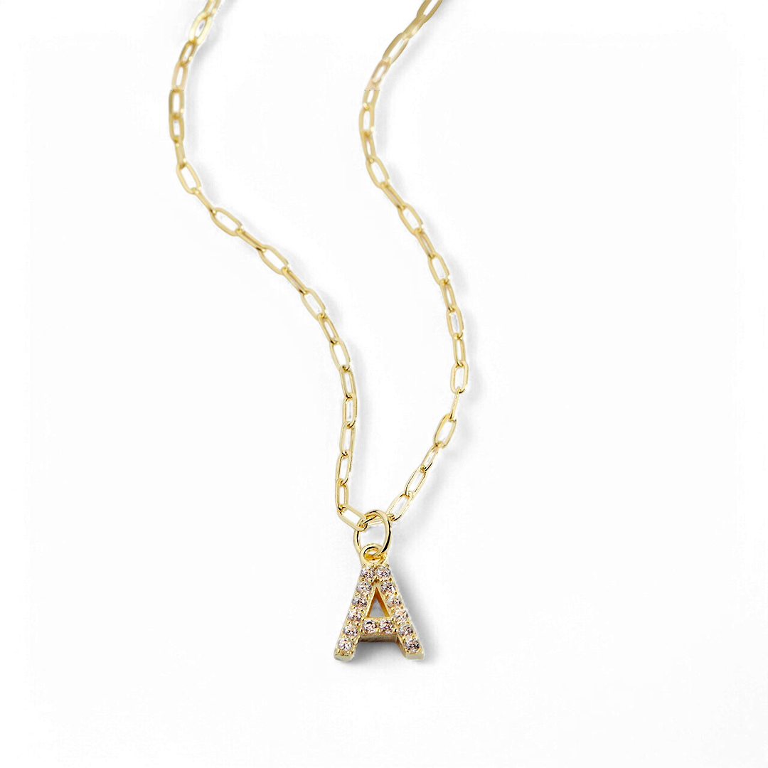 Collier Initiale Majuscule Pavé