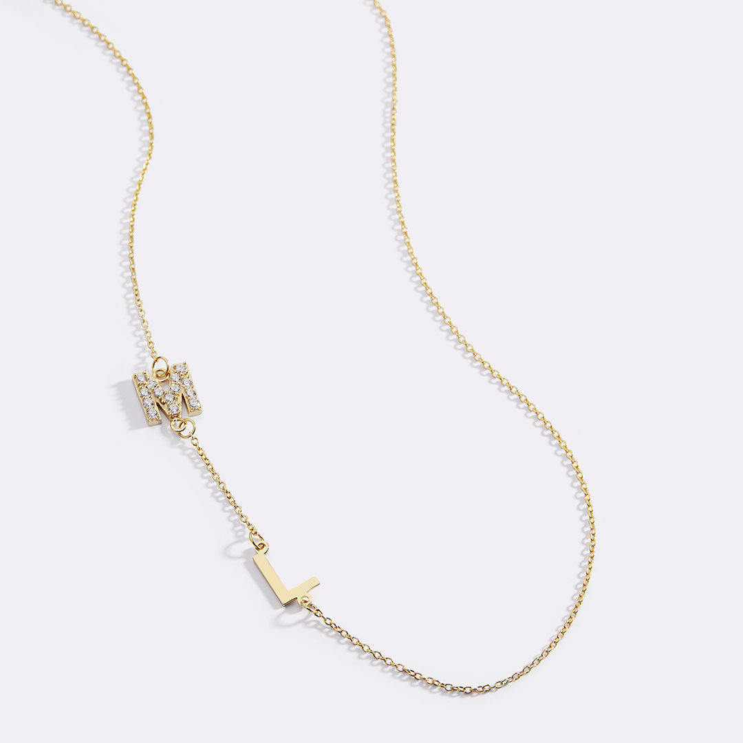 Custom Diamond & Gold 2 Initial Necklace