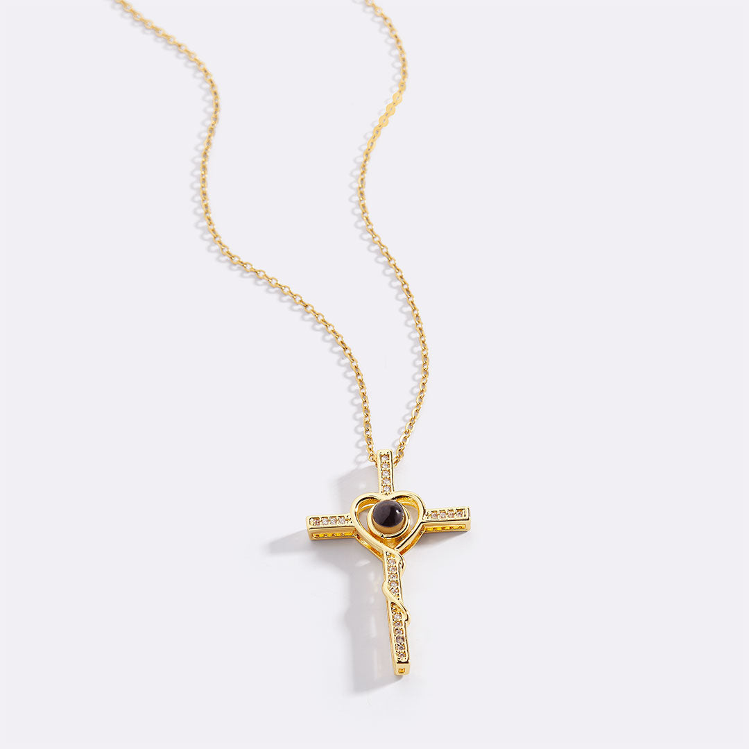 Heart and Cross Photo Necklace