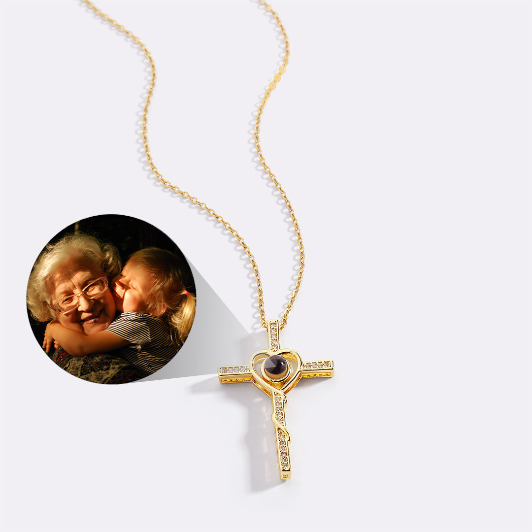 Heart and Cross Photo Necklace
