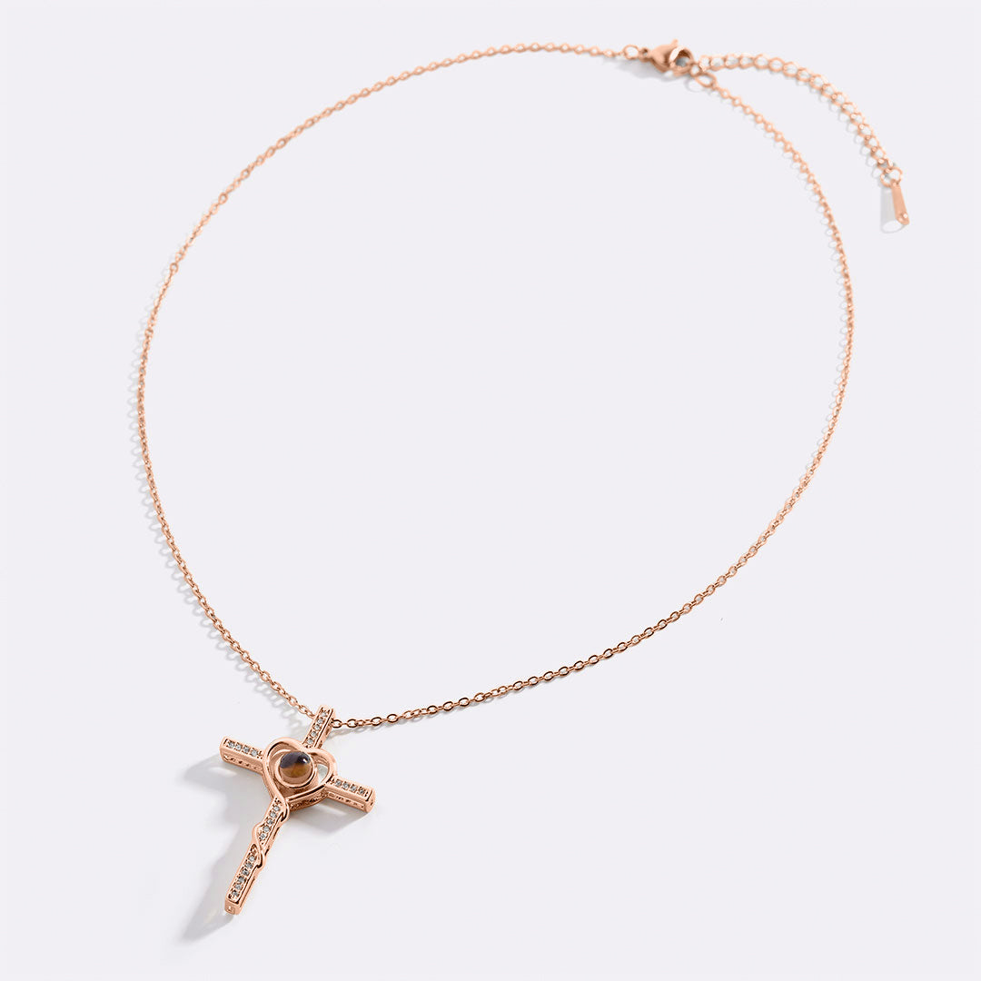 Heart and Cross Photo Necklace