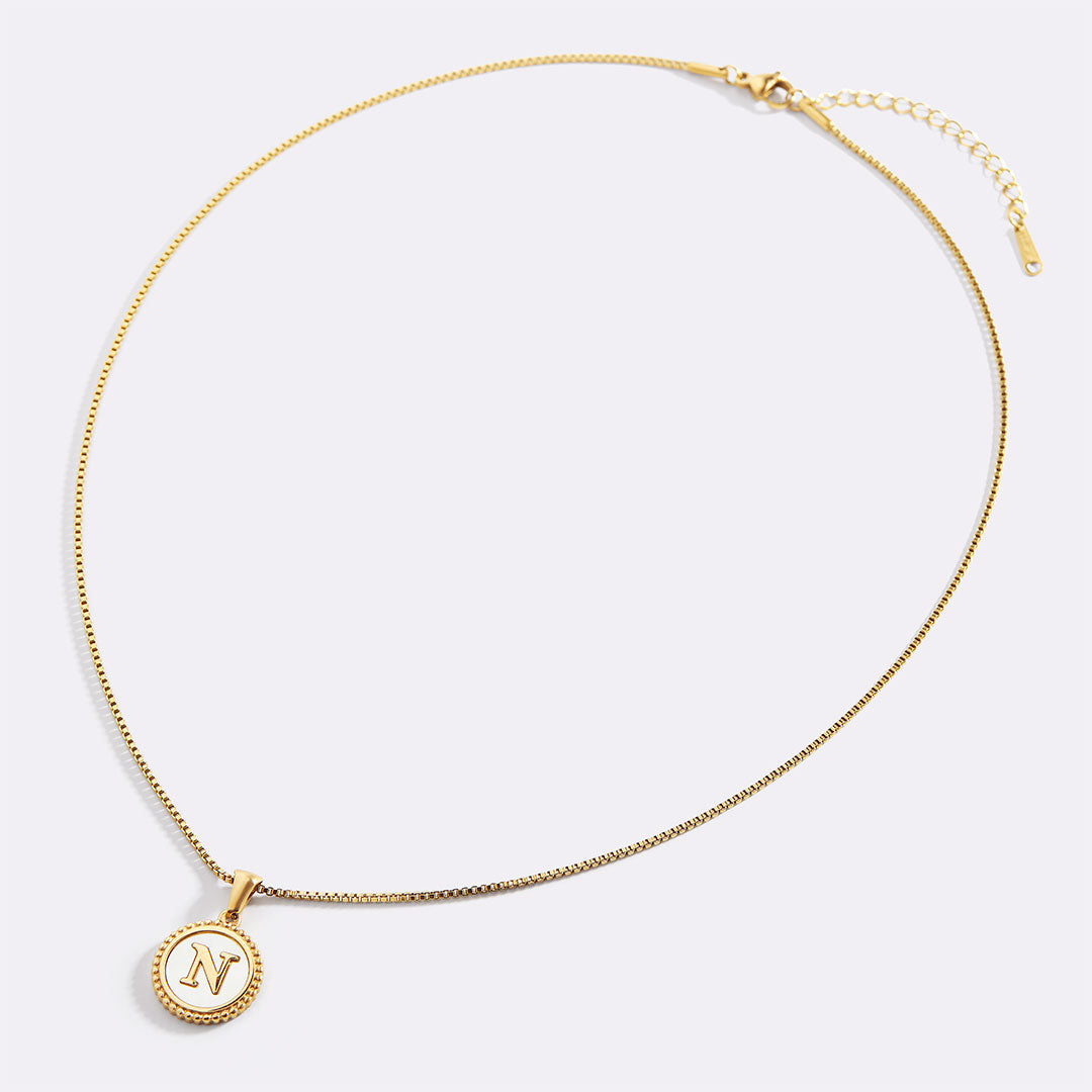 Mother of Pearl Disc Letter Necklace