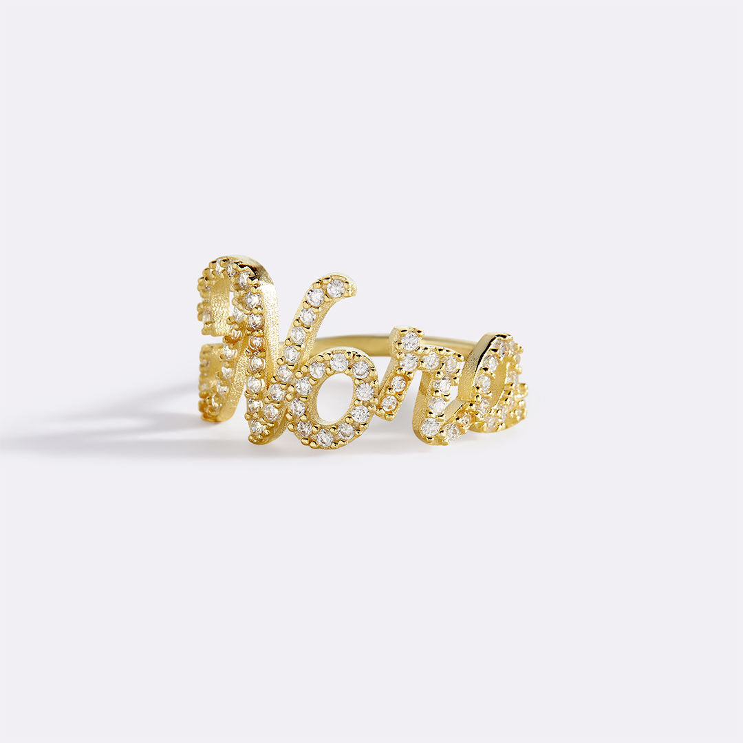 Bague prénom pavée