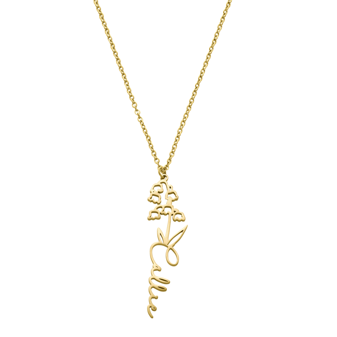 Collier avec nom de fleur de naissance