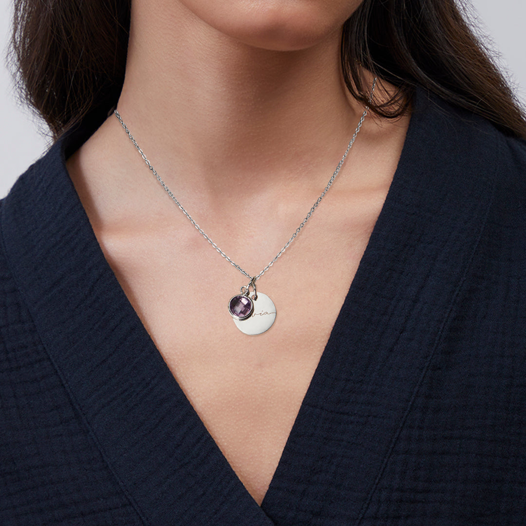 Halskette mit Geburtssteinen und Monogramm