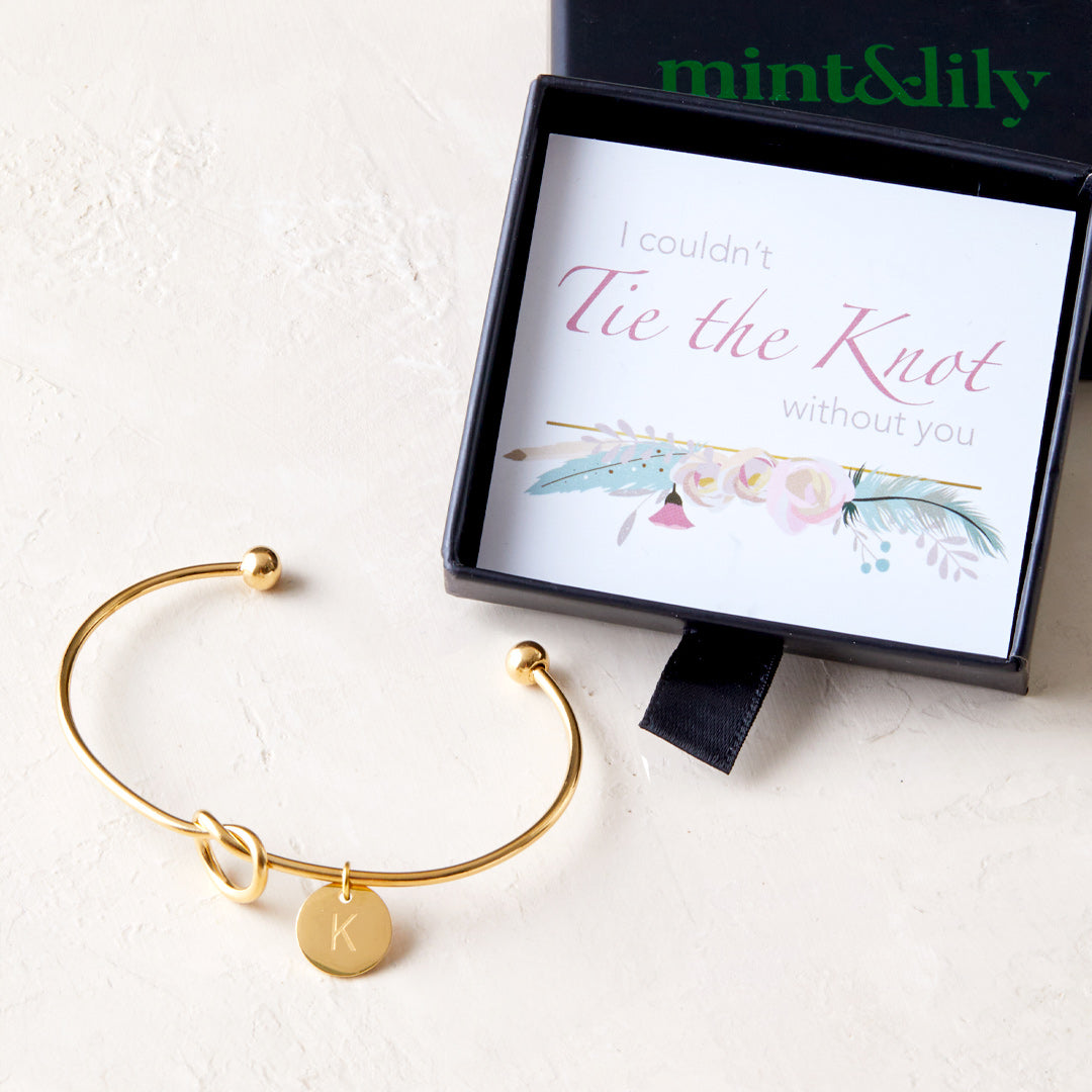 Personalized Tie the Knot Bracelet • Bridesmaid Gift Bracelet