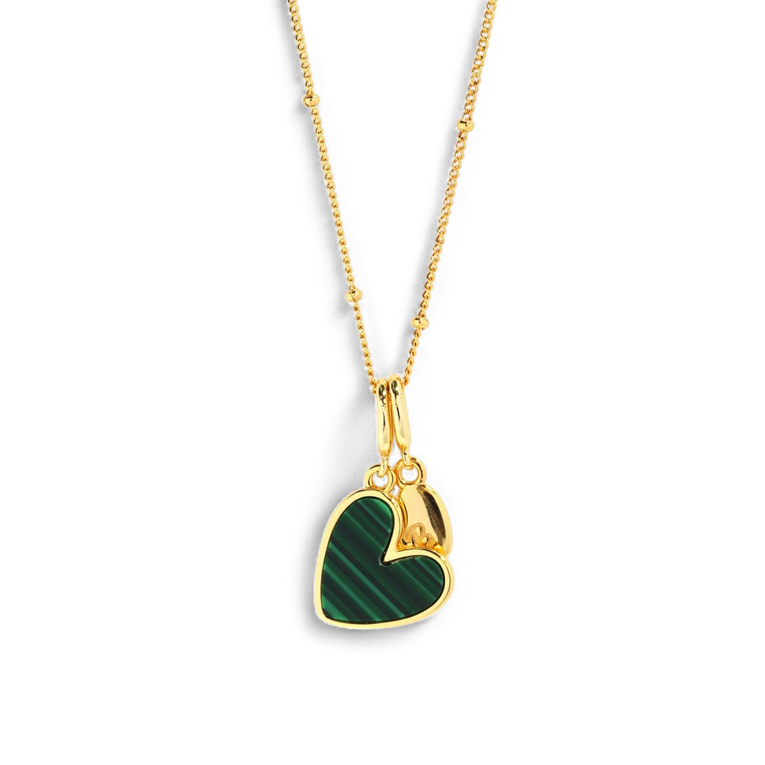 Malachite Initial Heart Necklace