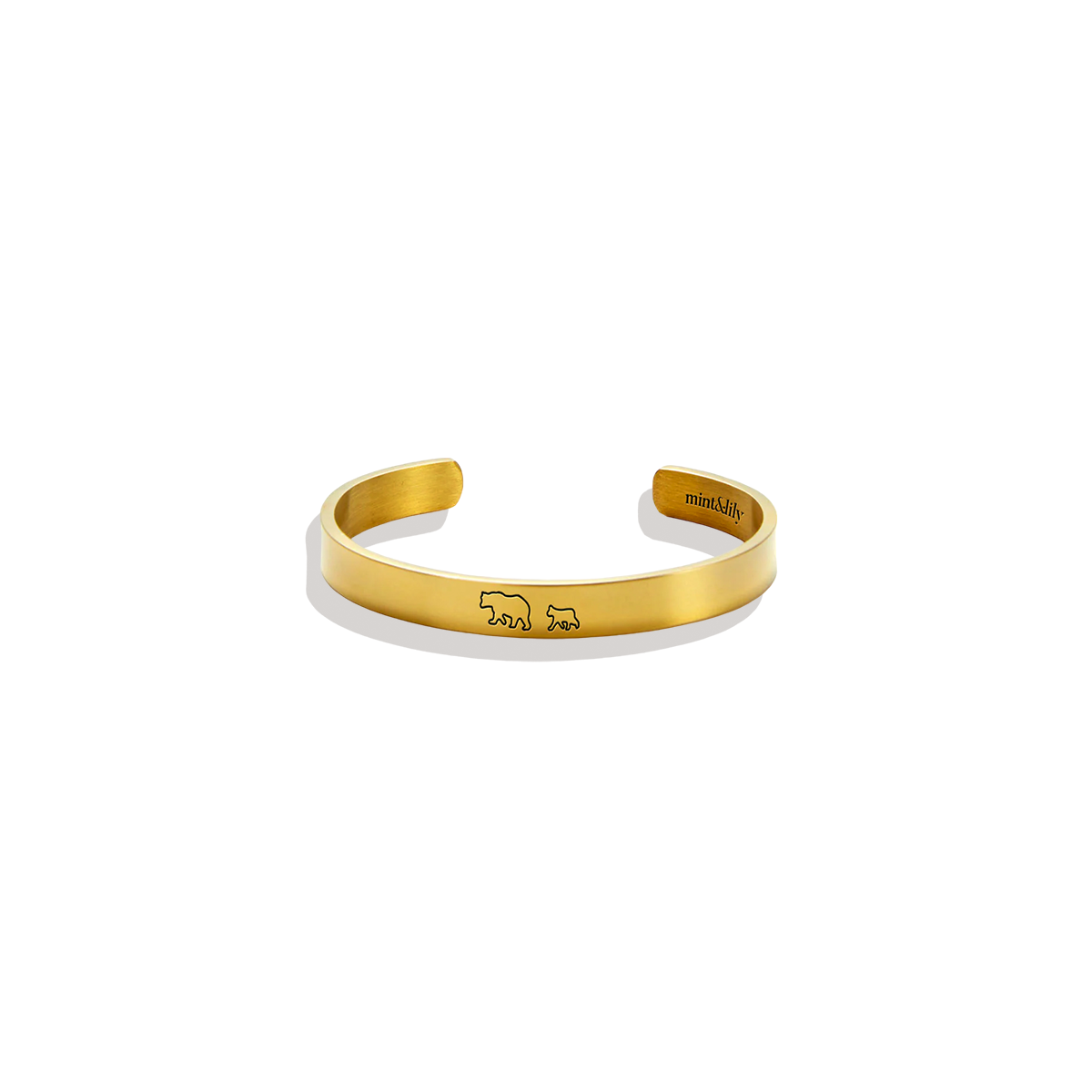 Mama Bear & Her Baby Bears Engraved Cuff Bracelet