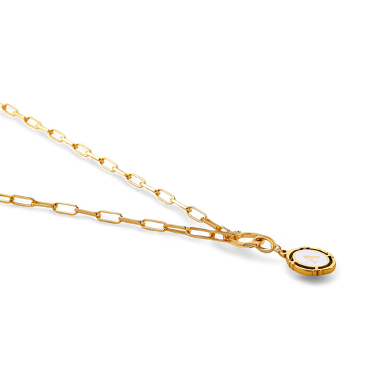 Collier trombone menthe et breloque initiale vintage