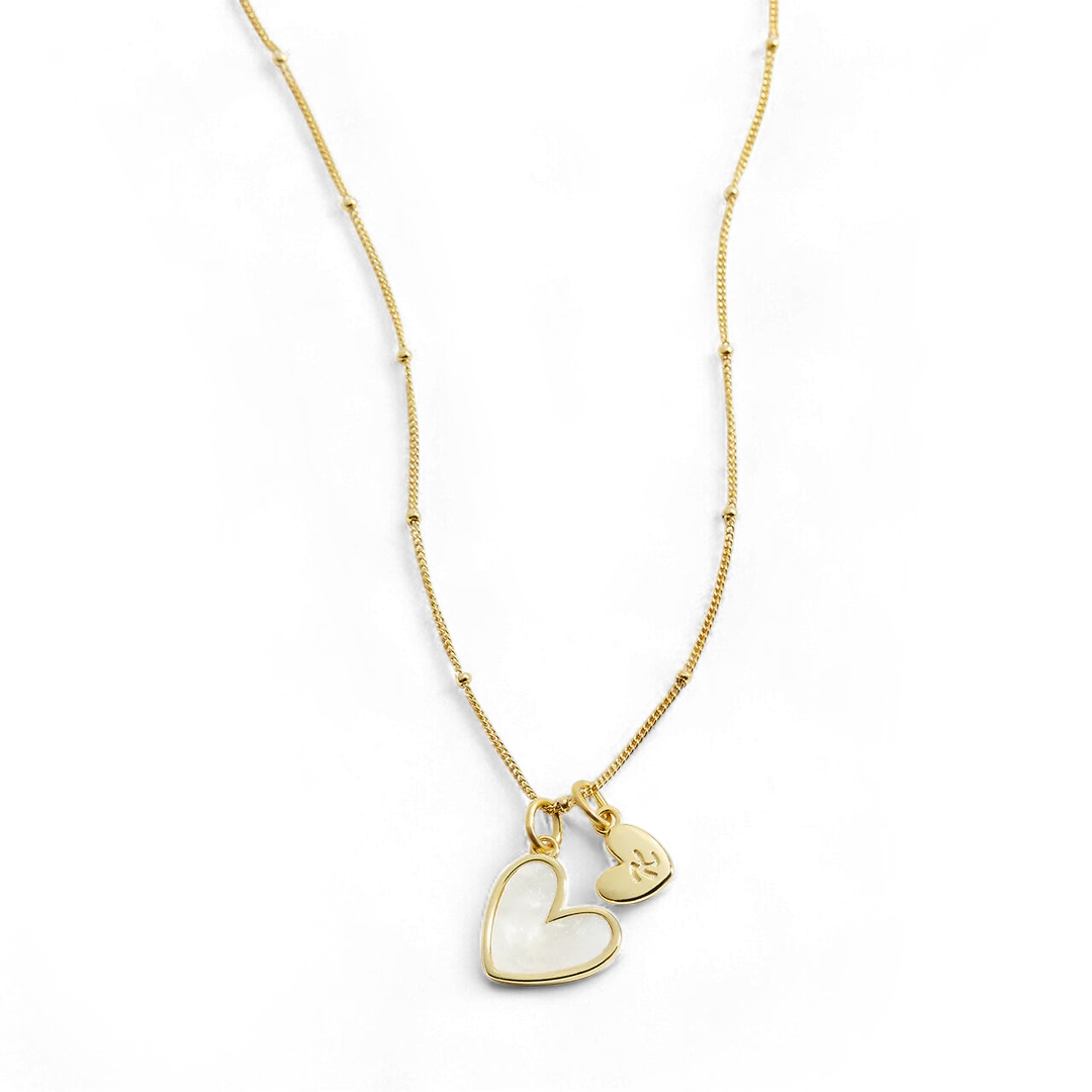 Mother Of Pearl Initial Heart Necklace