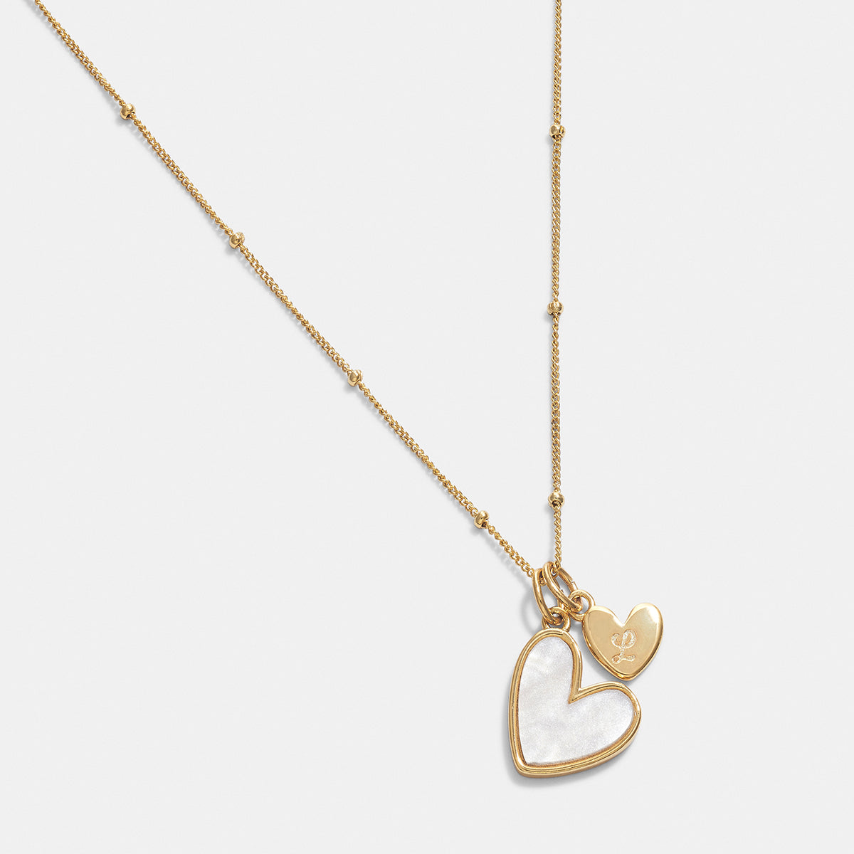 Mother Of Pearl Initial Heart Necklace