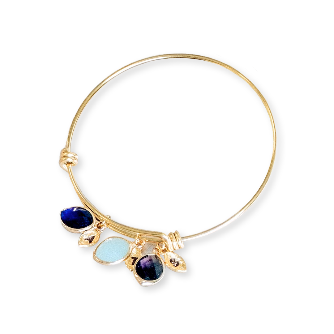 Bracelet à breloques familial avec pierre de naissance