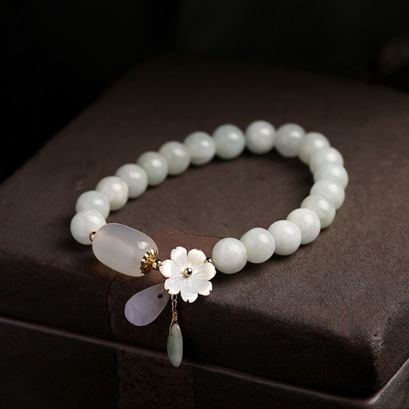 Bracelet en perles de jade vert clair naturel - Chance et harmonie