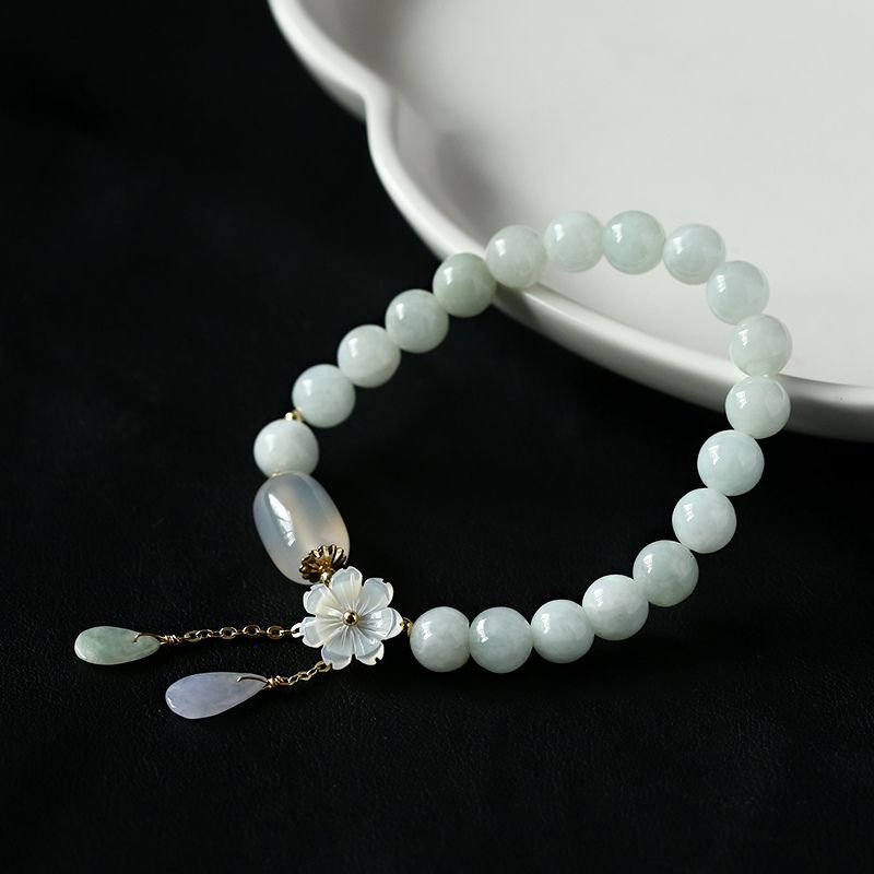Bracelet en perles de jade vert clair naturel - Chance et harmonie