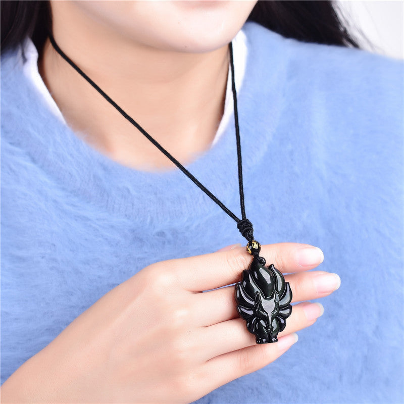 Collier en obsidienne arc-en-ciel à neuf queues - Amour et fidélité