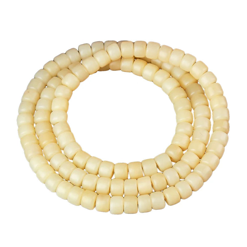 Bracelet Mala en os de cerf de style tibétain, 108 perles, pour la méditation et la paix