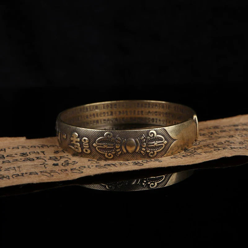 Tibetan Copper Bracelet Six-Syllable Mantra Vajra Pestle Bangle