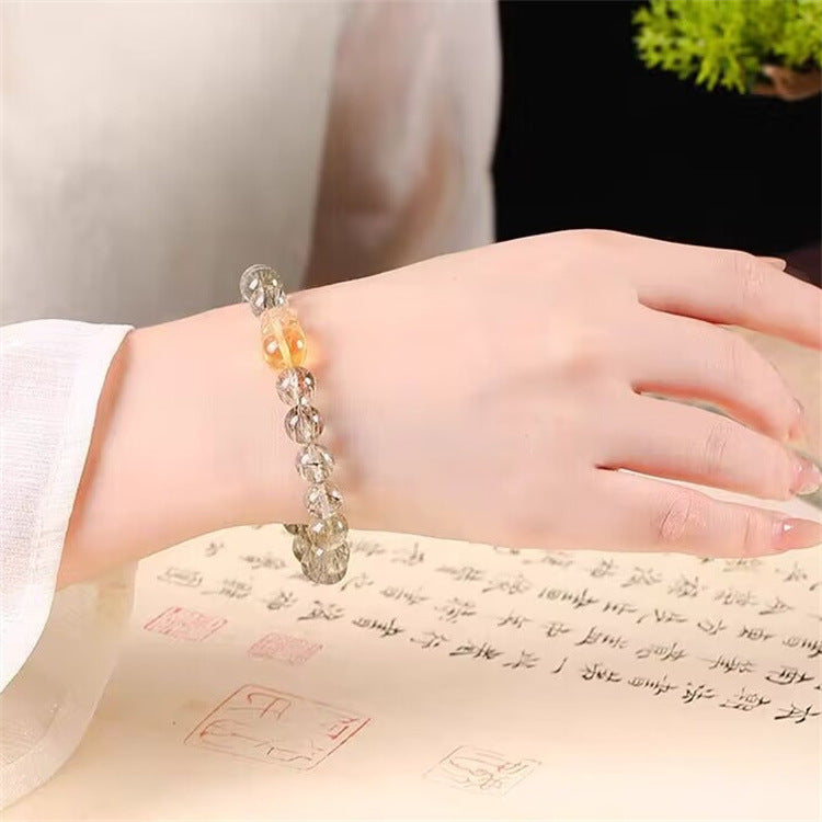 Natural Green Rutilated Quartz Crystal Bracelet with Pixiu
