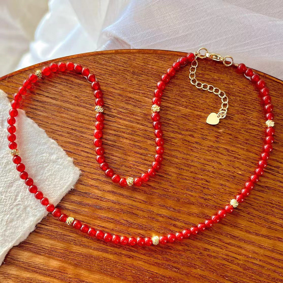 Pigeon Blood Natural Red Chalcedony Necklace Clavicle Chain Necklace