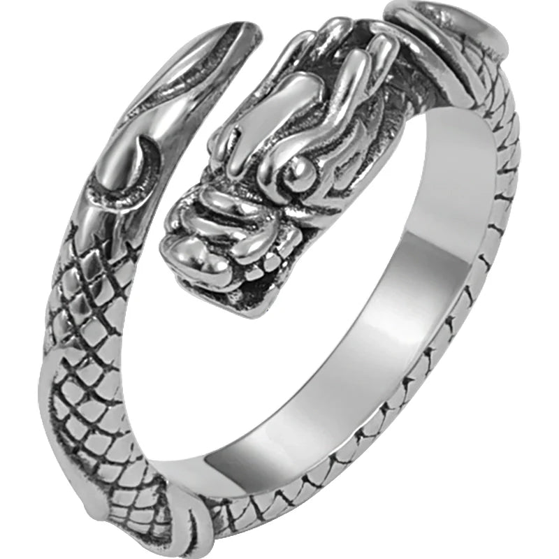 Adjustable 925 Silver Zodiac Dragon Ring
