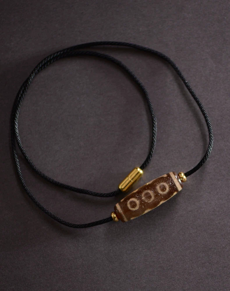 Tibetan Nine-Eyed Beads Pendant Unisex Dzi Beads Necklace