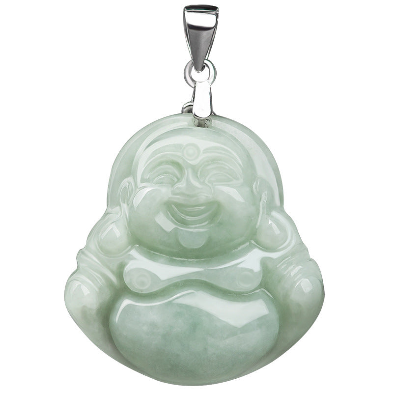 925 Silver Jadeite Little Buddha Pendant – A Grade Myanmar Jade, Lucky Charm
