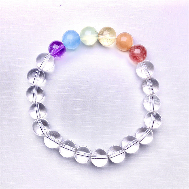 Bracelet en cristal naturel pour filles, nouveau bracelet arc-en-ciel dégradé de cristaux colorés