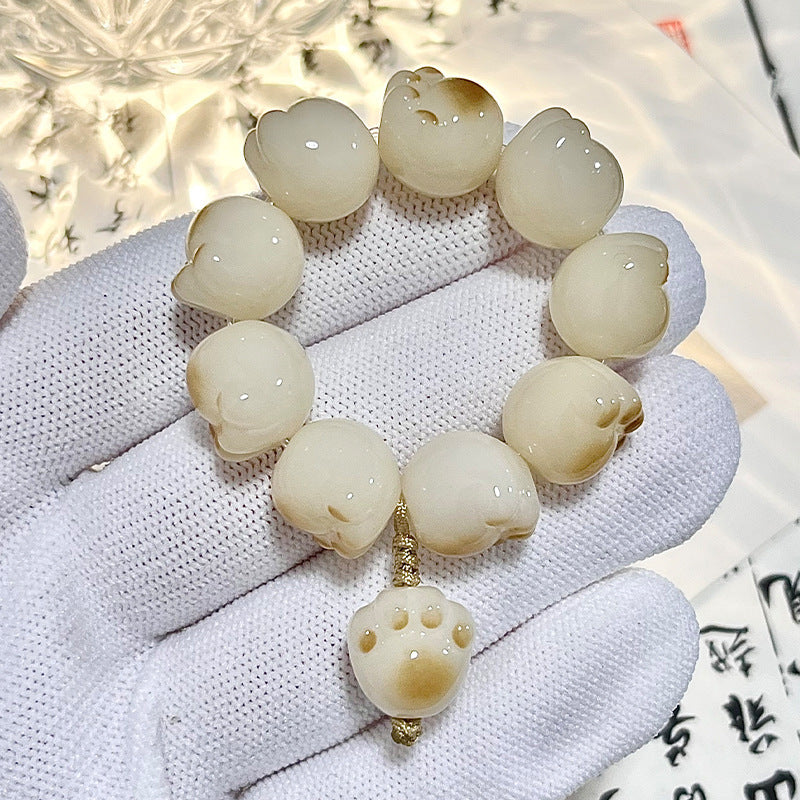 Bracelet Bodhi en forme de patte de chat sculptée, joli pendentif pour sac, porte-clés de voiture, chaîne de téléphone portable