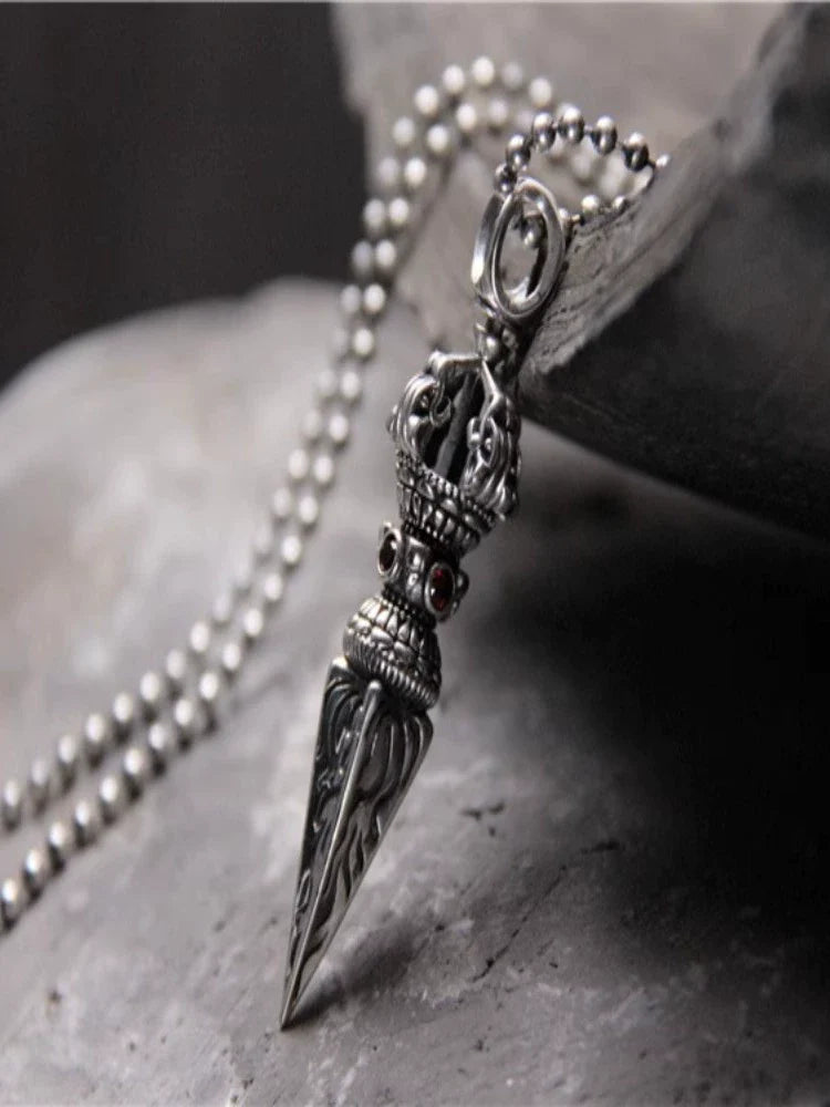 S925 Sterling Silver Body Protector Vajra Pestle Pendant