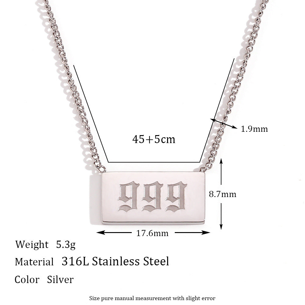 Stainless Steel Angel Number Necklace 111-999 Dainty Necklace for Women