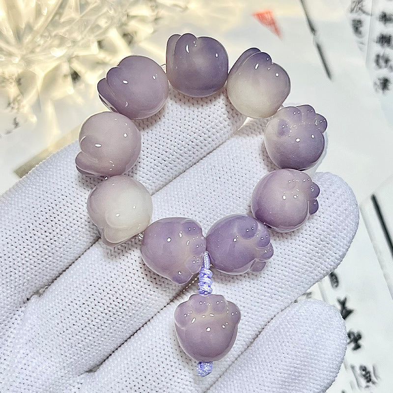 Bracelet Bodhi en forme de patte de chat sculptée, joli pendentif pour sac, porte-clés de voiture, chaîne de téléphone portable