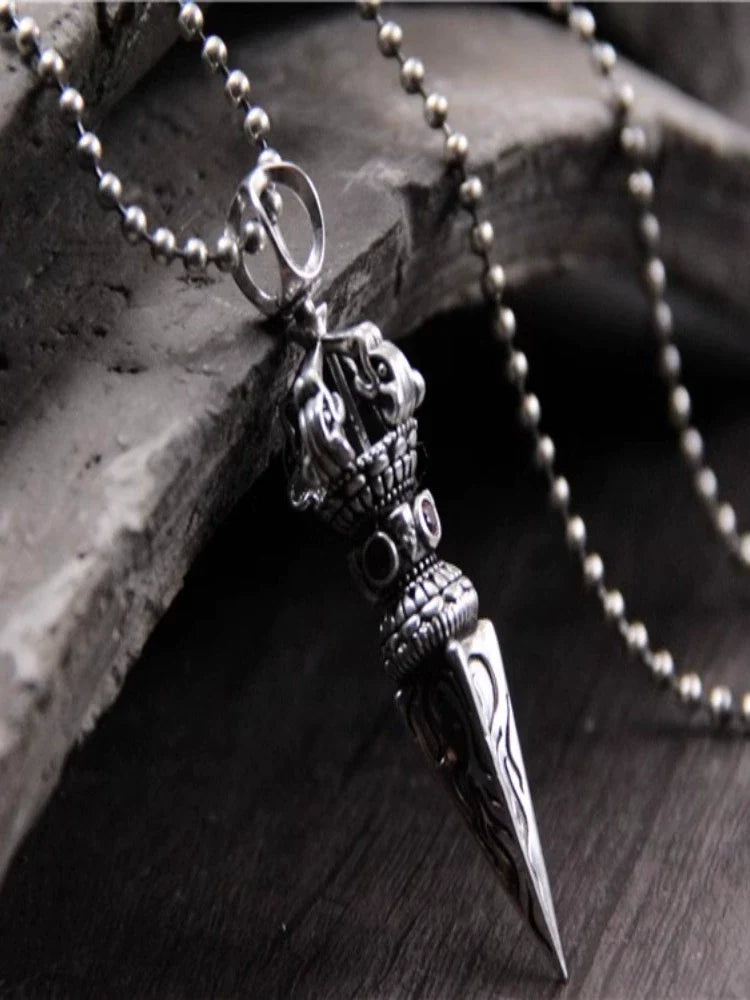 Pendentif pilon Vajra protecteur du corps en argent sterling S925