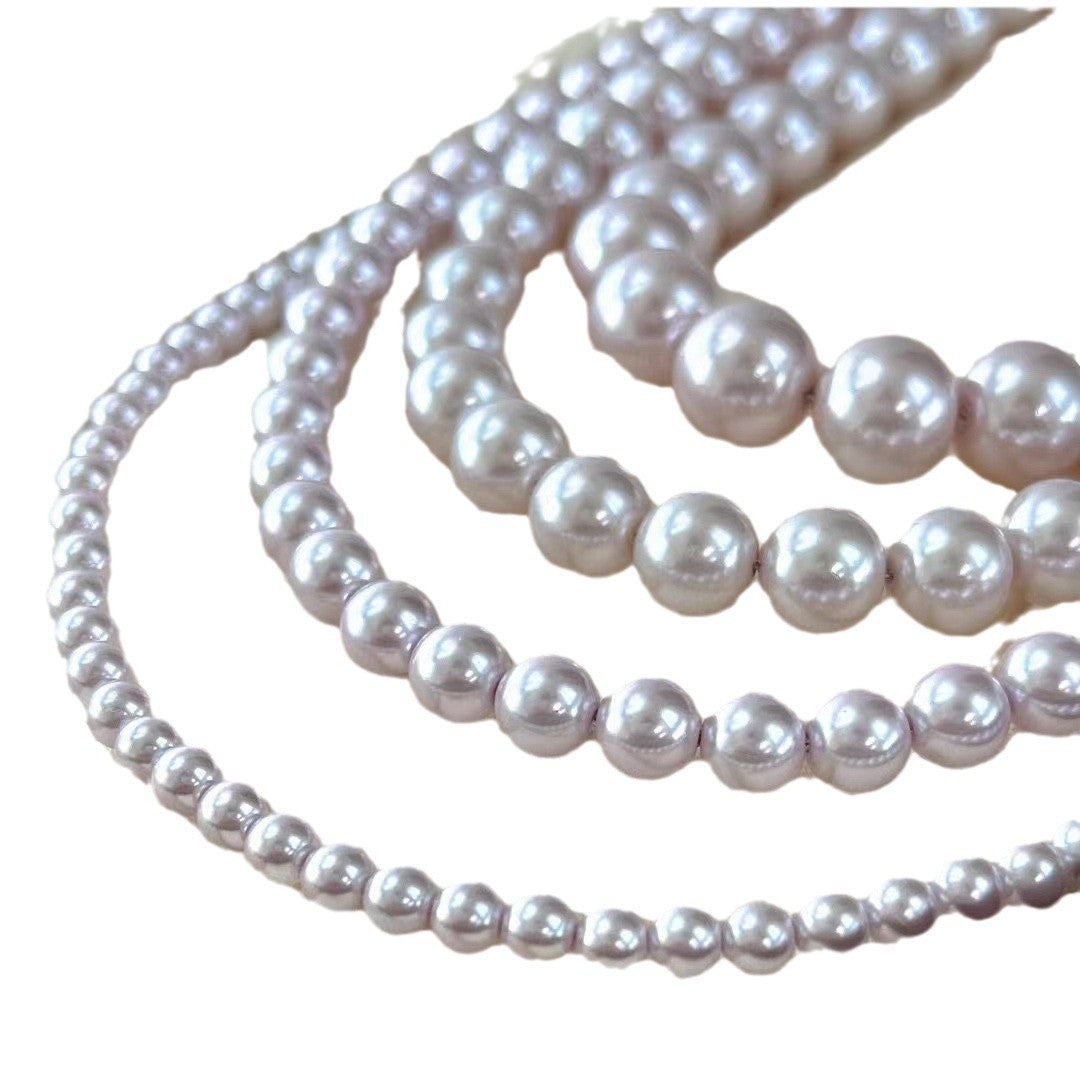 Collier vintage en perles artificielles, grande perle de millet, style rose manta, pour femme