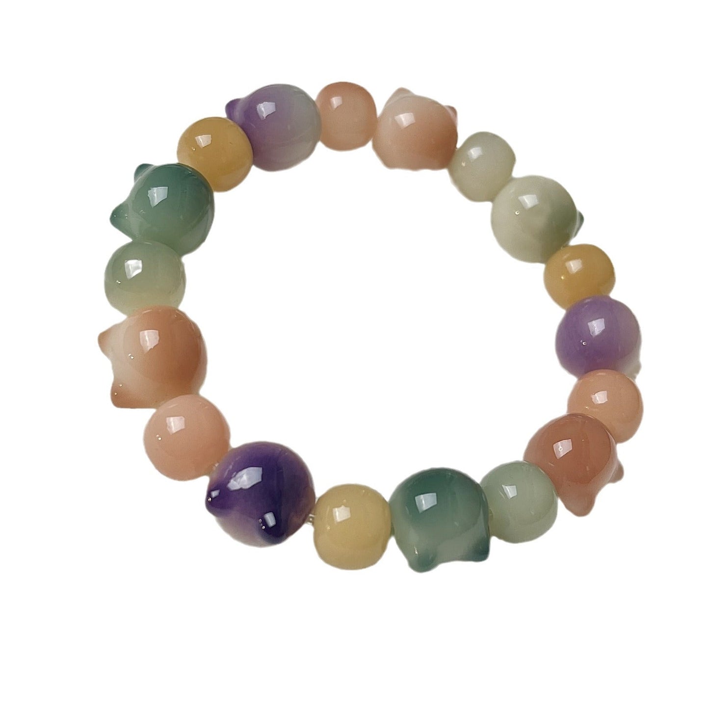 Small-Sized Colorful Adorable Cat Head Bodhi Bracelet