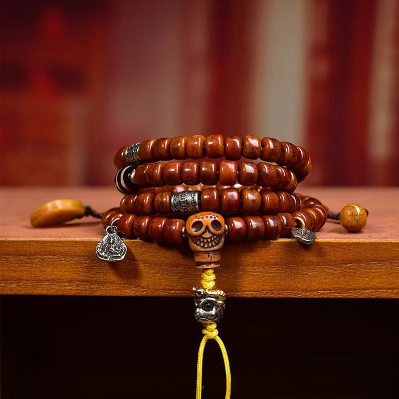 Mala tibétain en os de yak, 108 perles, perles en agate et accessoires Adai